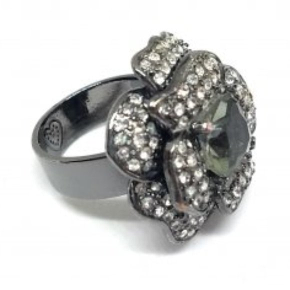 Stella & Dot | ‘Vintage' Retired Pavé Crystal Hematite Belle Fleur Cocktail - Picture 5 of 9